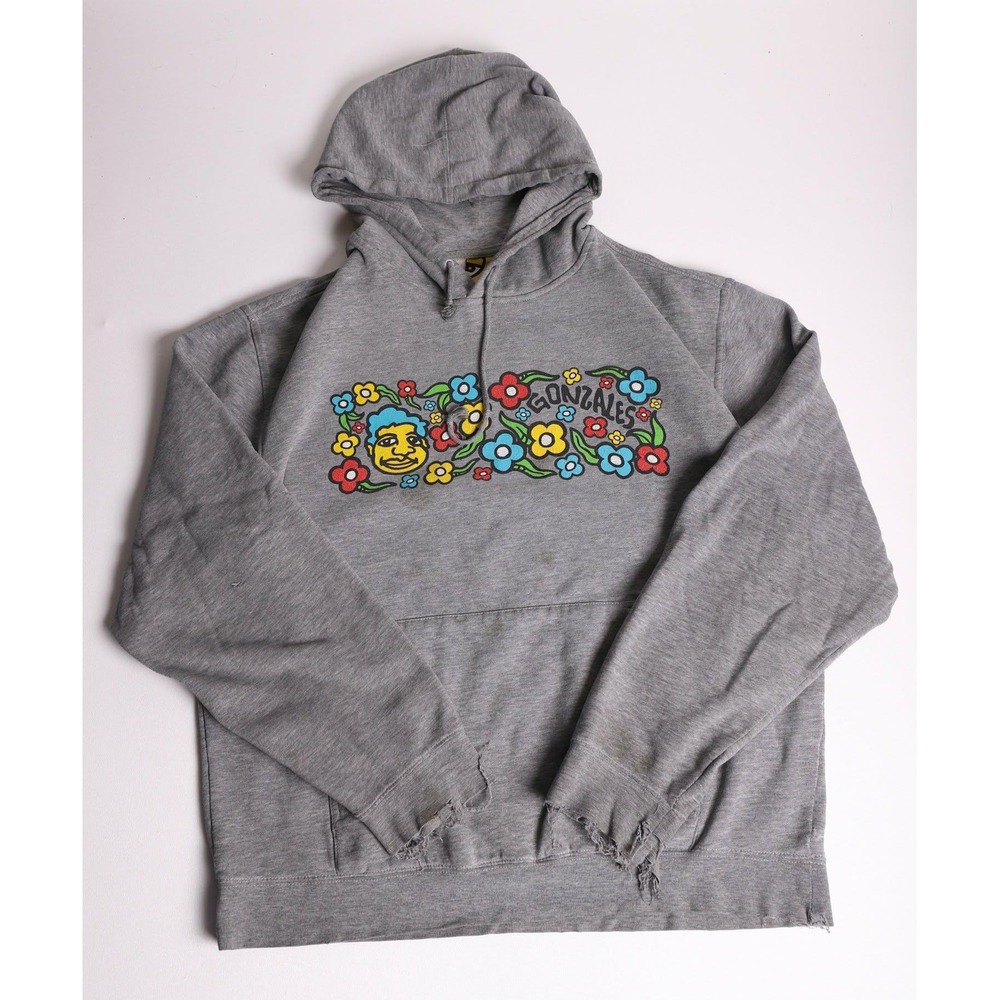 Vintage Y2K Mark Gonzales Krooked Graphic HoodieGray Distressed Skate Sweatshirt